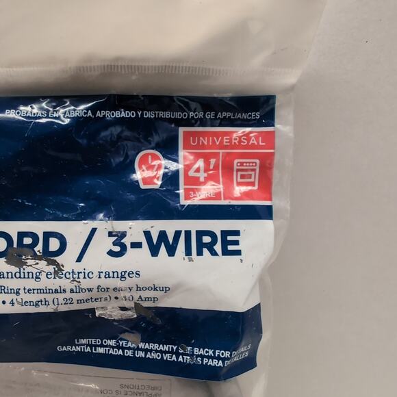 General Electric WX09X10006 3 Wire Range Power Cord 4ft 40 Amp Oven Stove Plug - Picture 3 of 7